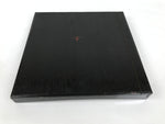 Japanese Lacquered Wood Serving Tray Obon Vtg Square Curved Red Edge Black L572
