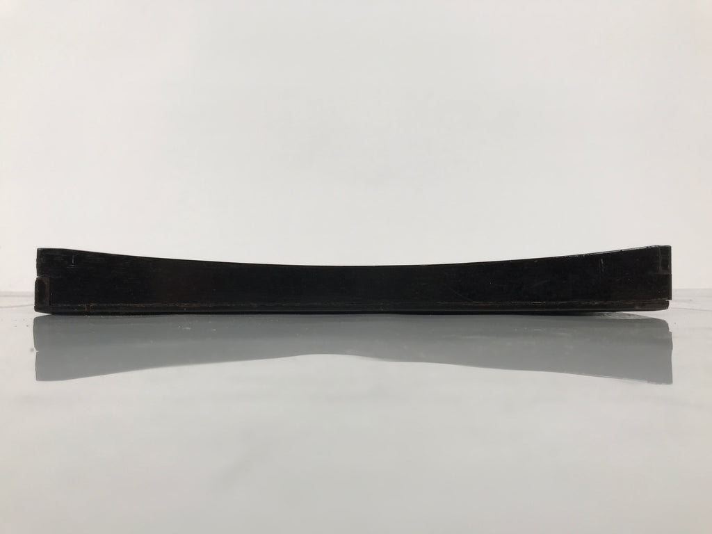 Japanese Lacquered Wood Serving Tray Obon Vtg Square Curved Red Edge Black L572