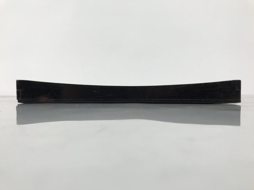 Japanese Lacquered Wood Serving Tray Obon Vtg Square Curved Red Edge Black L572