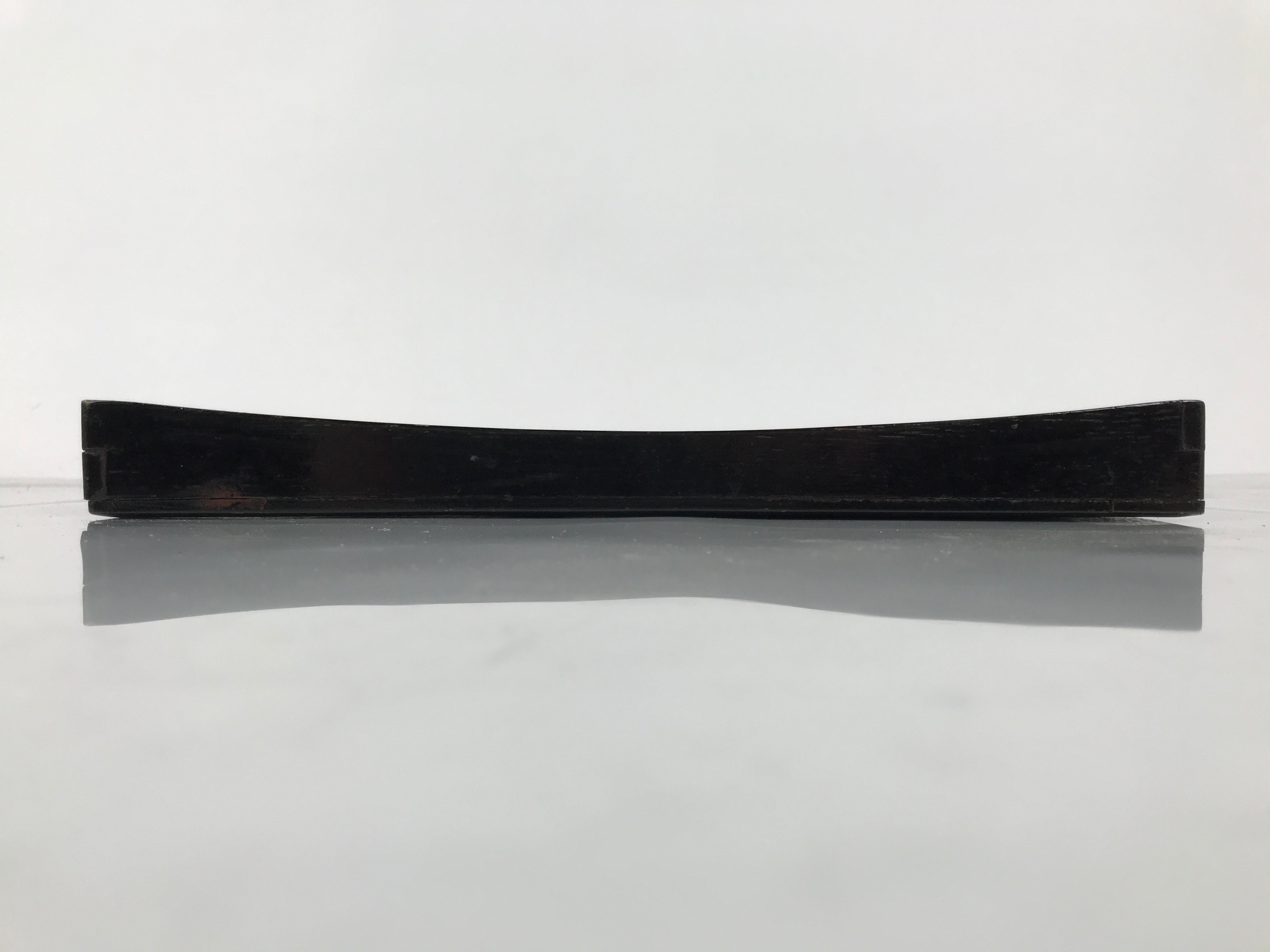 Japanese Lacquered Wood Serving Tray Obon Vtg Square Curved Red Edge Black L572