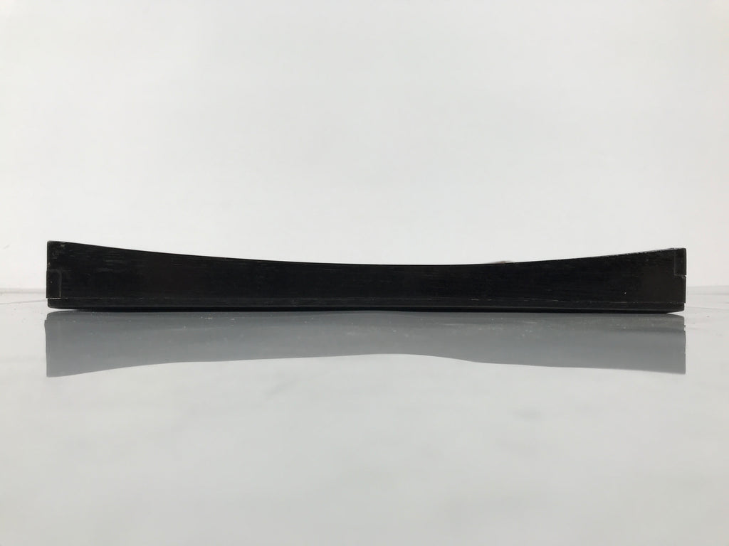 Japanese Lacquered Wood Serving Tray Obon Vtg Square Curved Red Edge Black L572