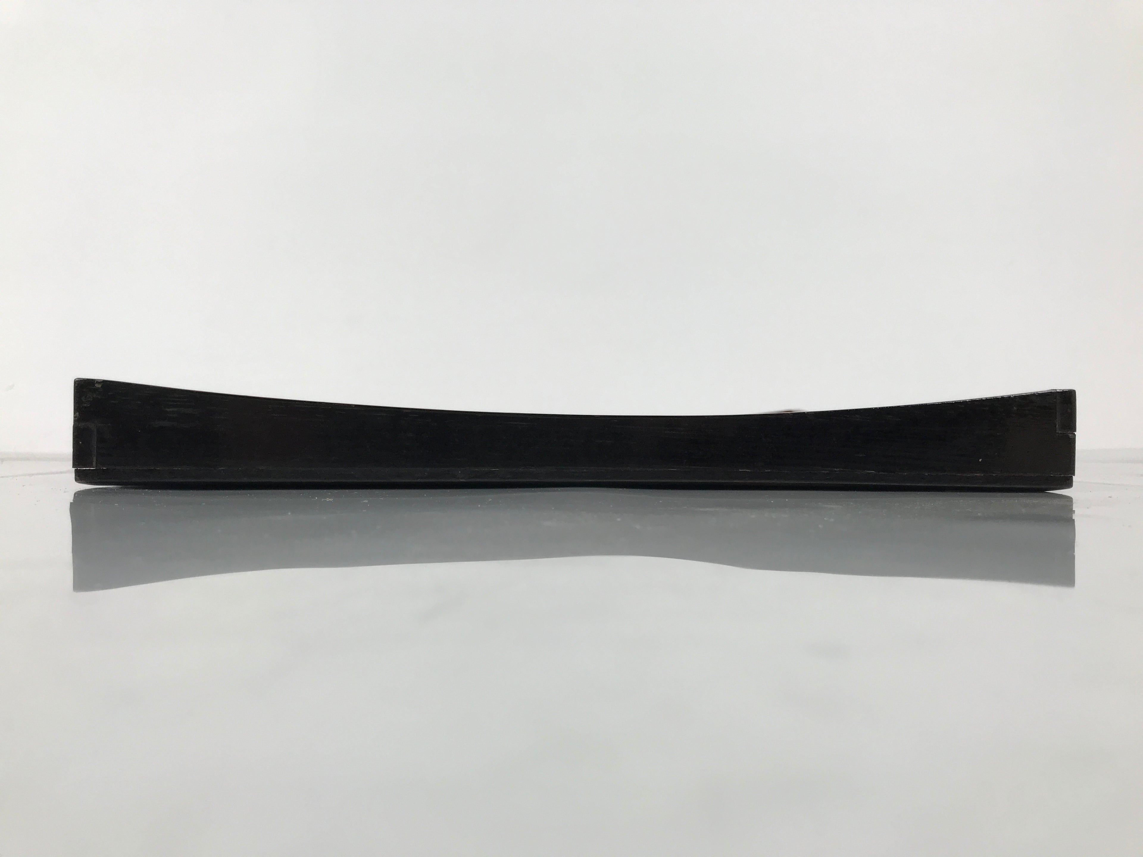 Japanese Lacquered Wood Serving Tray Obon Vtg Square Curved Red Edge Black L572