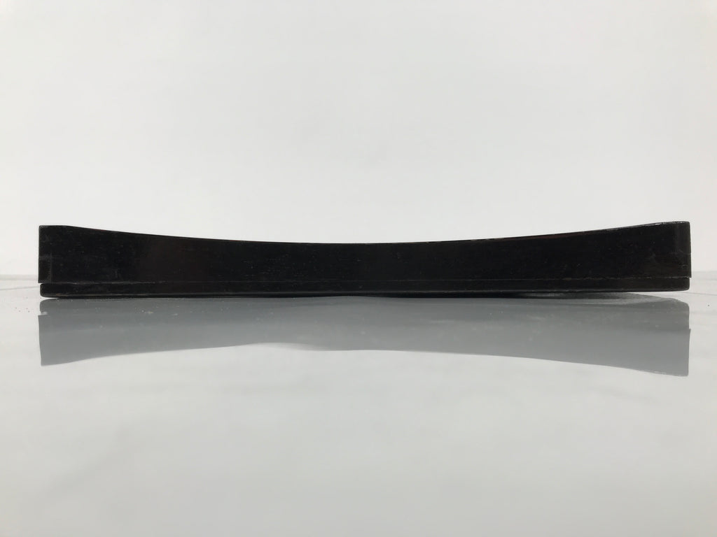 Japanese Lacquered Wood Serving Tray Obon Vtg Square Curved Red Edge Black L573
