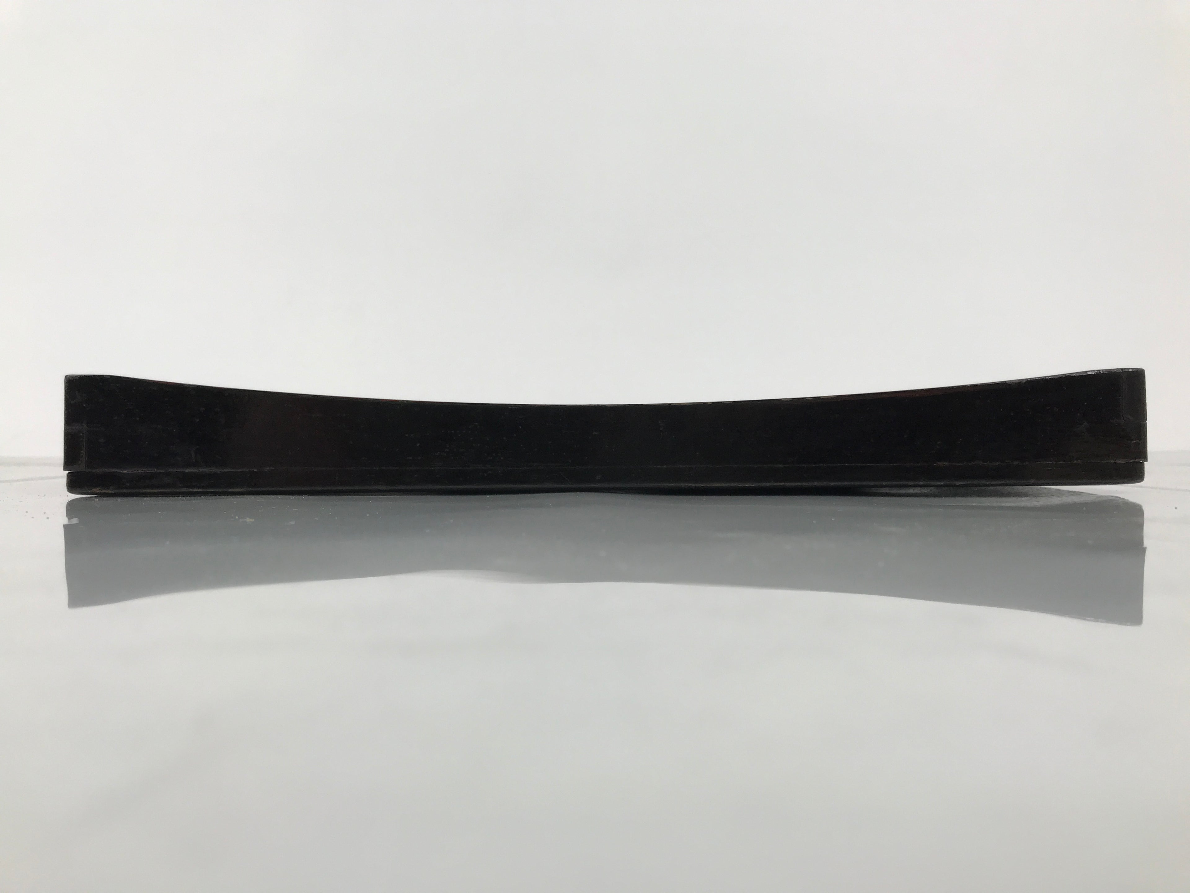 Japanese Lacquered Wood Serving Tray Obon Vtg Square Curved Red Edge Black L573