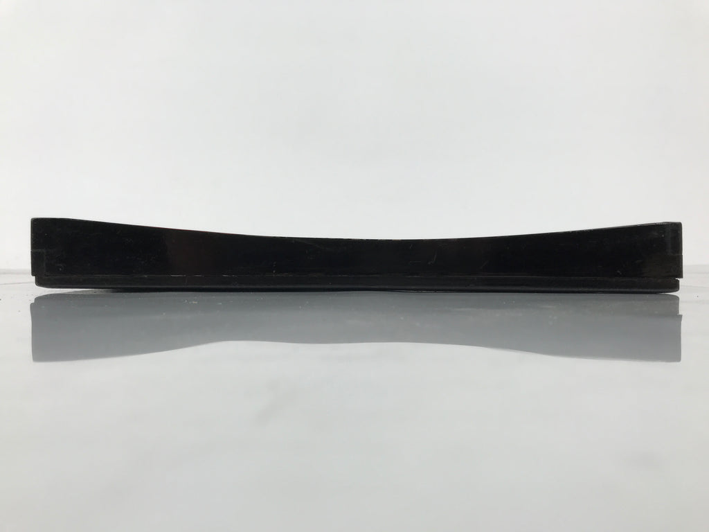 Japanese Lacquered Wood Serving Tray Obon Vtg Square Curved Red Edge Black L573
