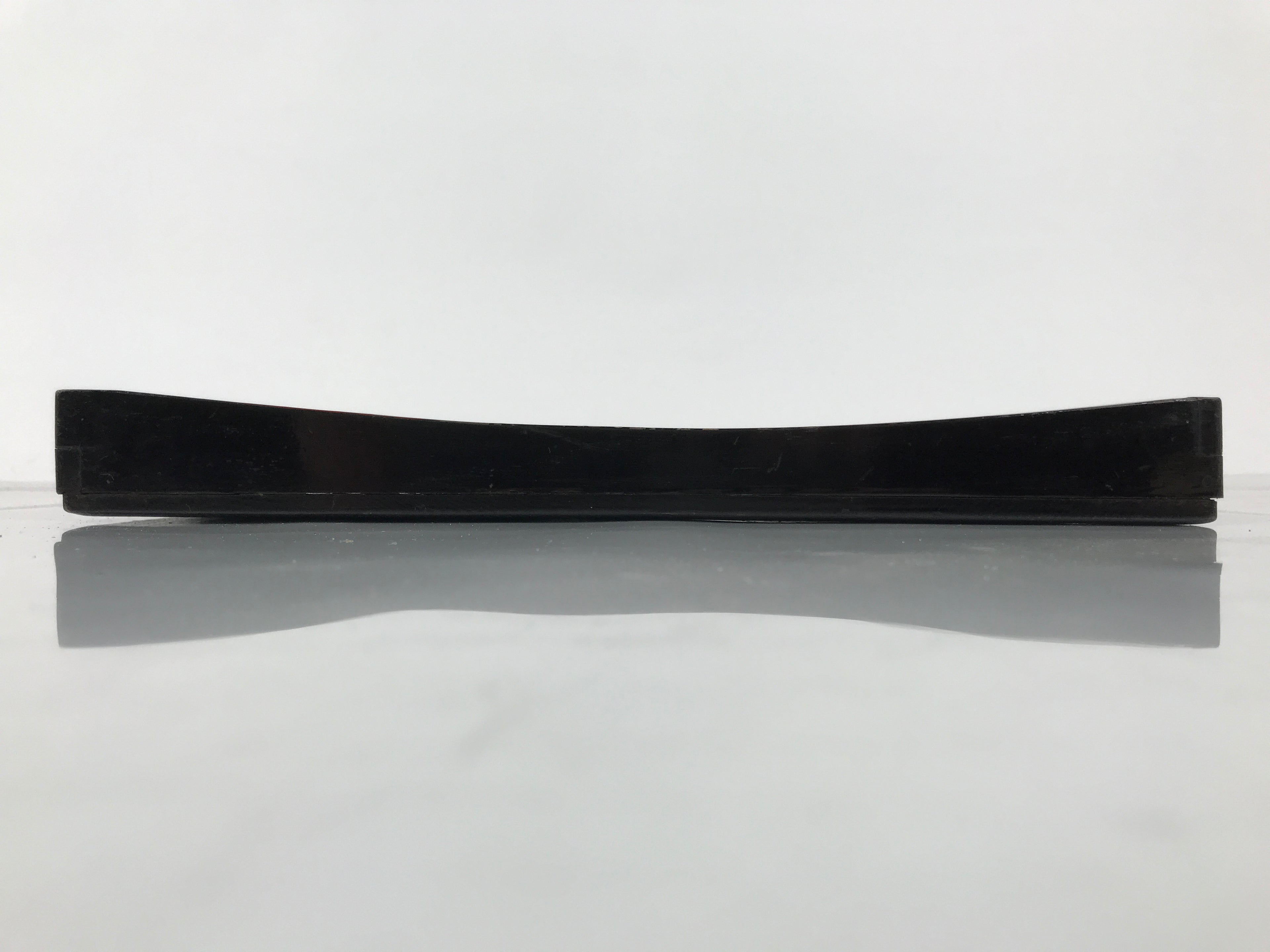 Japanese Lacquered Wood Serving Tray Obon Vtg Square Curved Red Edge Black L573