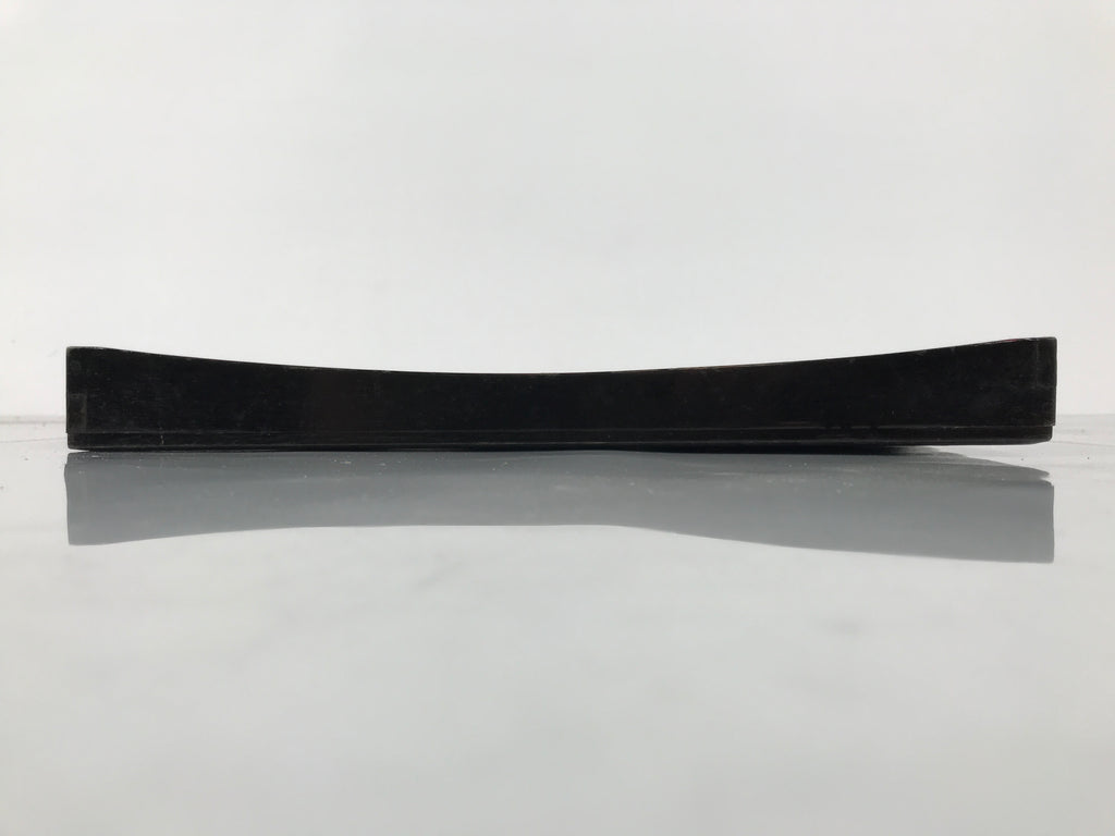 Japanese Lacquered Wood Serving Tray Obon Vtg Square Curved Red Edge Black L573