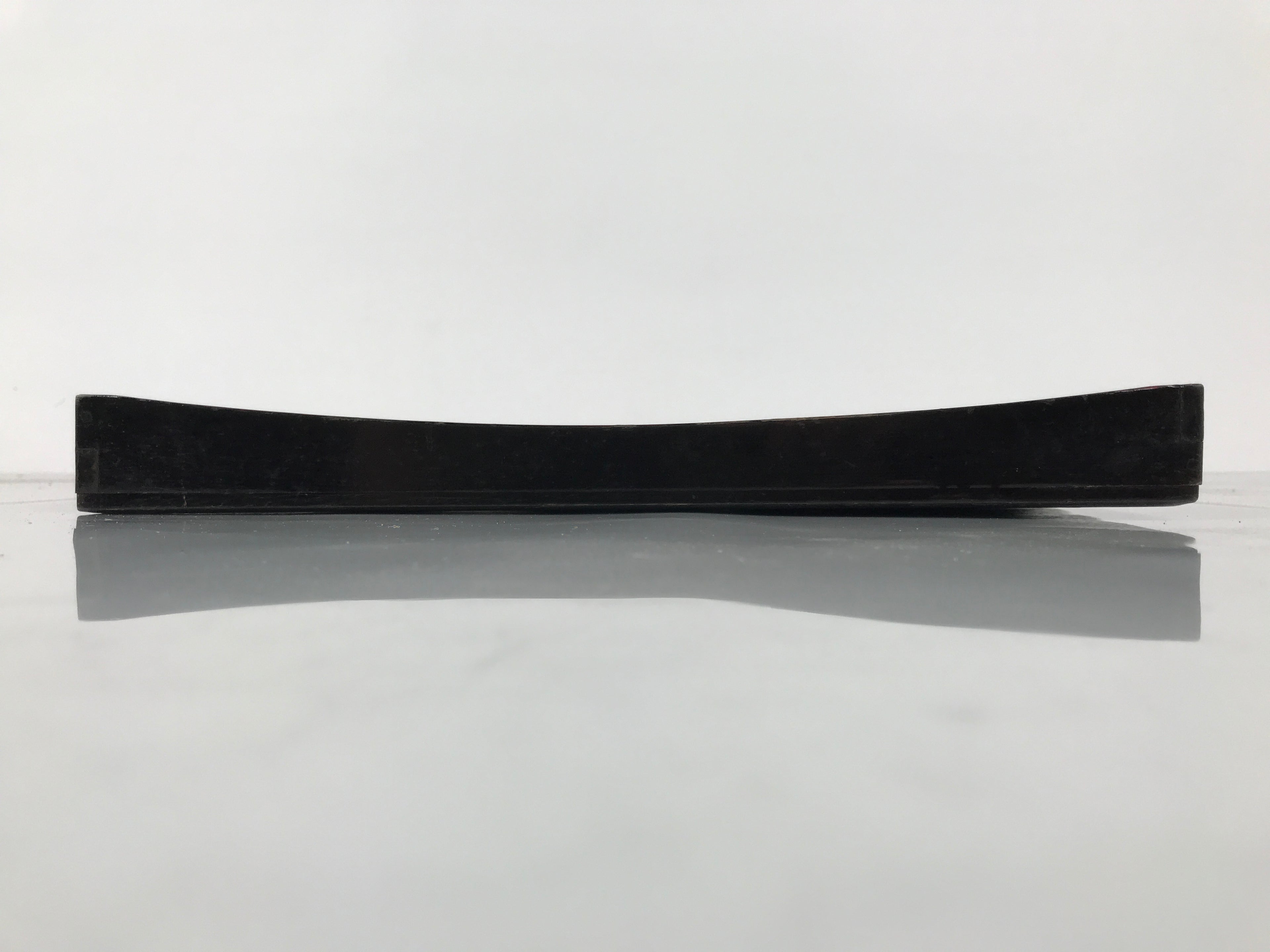 Japanese Lacquered Wood Serving Tray Obon Vtg Square Curved Red Edge Black L573