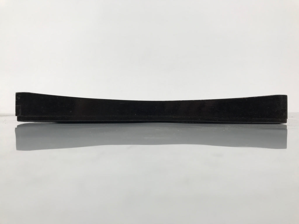 Japanese Lacquered Wood Serving Tray Obon Vtg Square Curved Red Edge Black L573