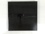 Japanese Lacquered Wood Serving Tray Obon Vtg Square Curved Red Edge Black L574