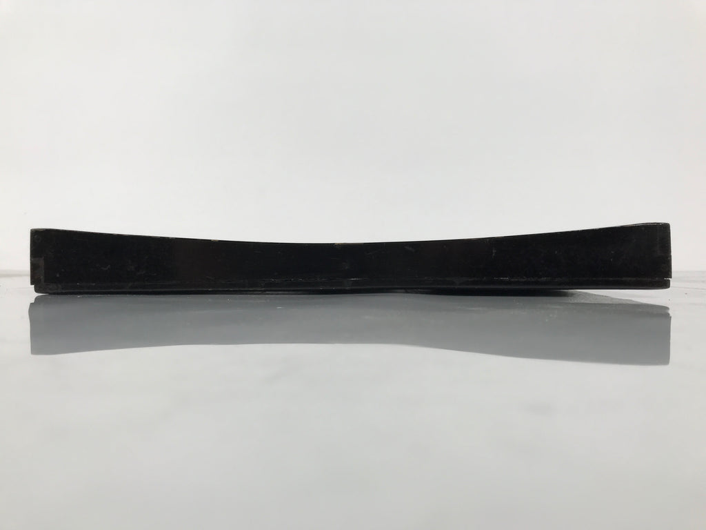 Japanese Lacquered Wood Serving Tray Obon Vtg Square Curved Red Edge Black L574