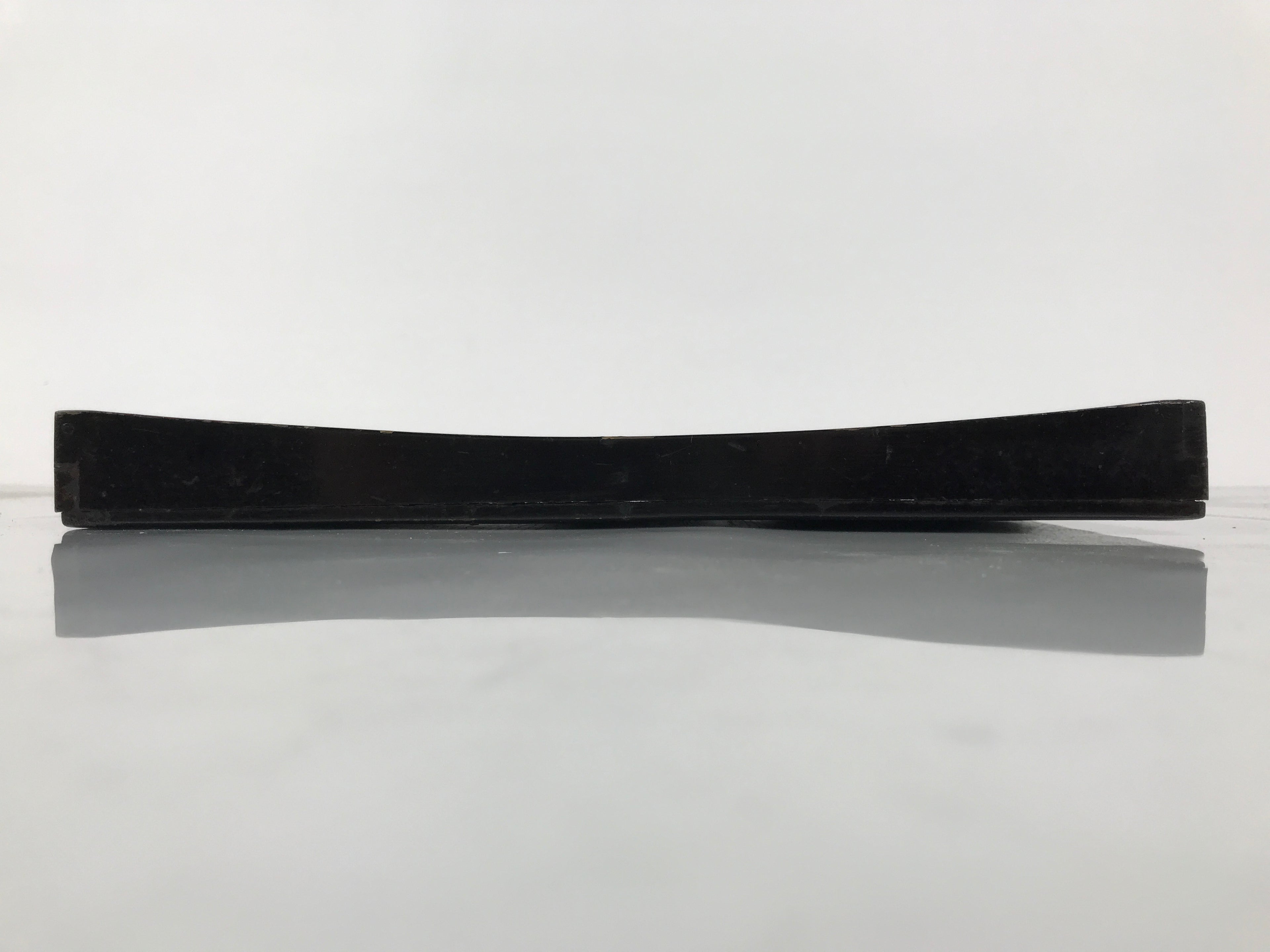 Japanese Lacquered Wood Serving Tray Obon Vtg Square Curved Red Edge Black L574
