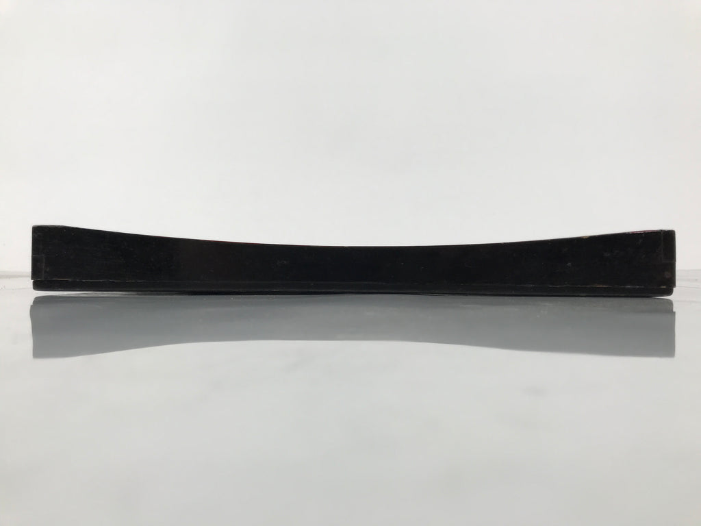 Japanese Lacquered Wood Serving Tray Obon Vtg Square Curved Red Edge Black L574