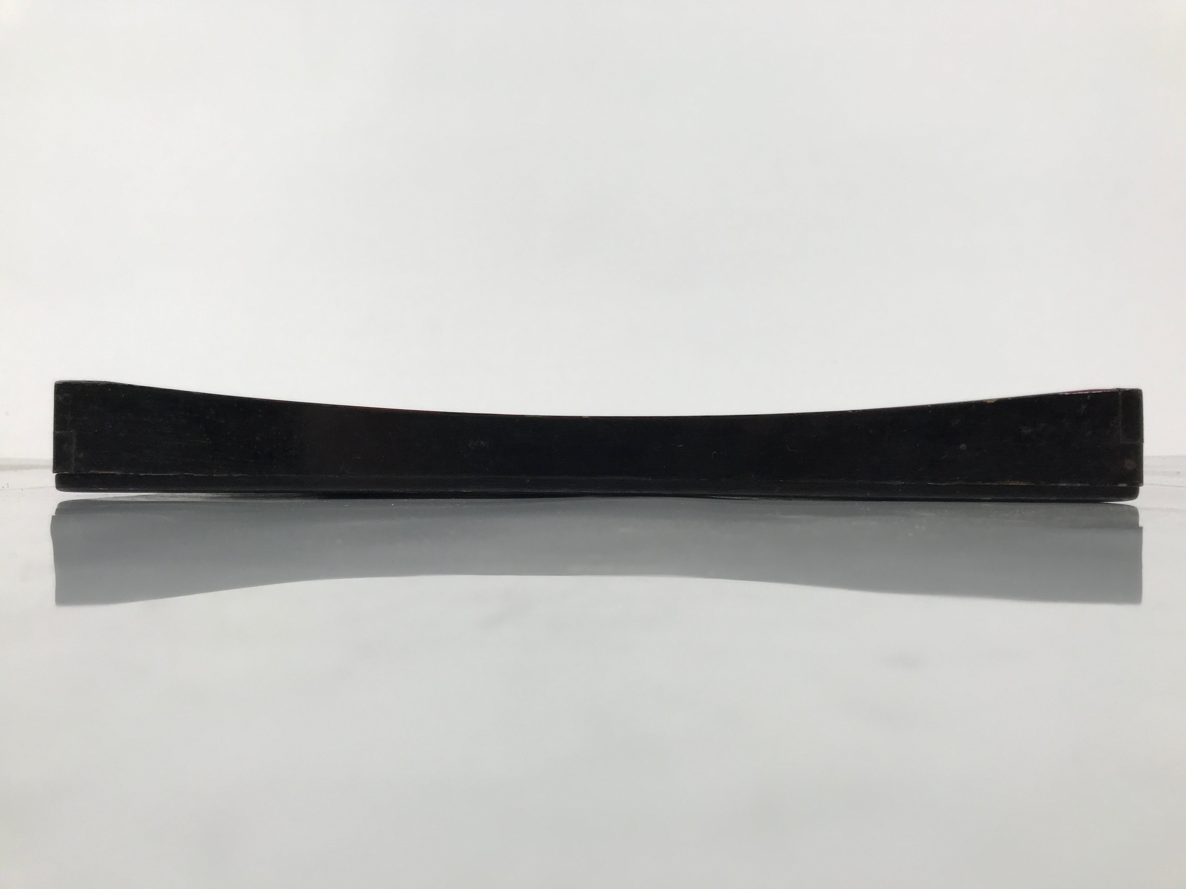 Japanese Lacquered Wood Serving Tray Obon Vtg Square Curved Red Edge Black L574