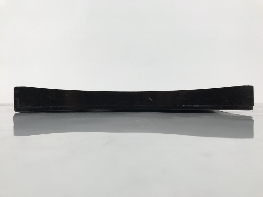 Japanese Lacquered Wood Serving Tray Obon Vtg Square Curved Red Edge Black L574