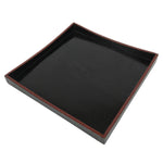 Japanese Lacquered Wood Serving Tray Obon Vtg Square Curved Red Edge Black L574