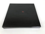 Japanese Lacquered Wood Serving Tray Obon Vtg Square Curved Red Edge Black L575