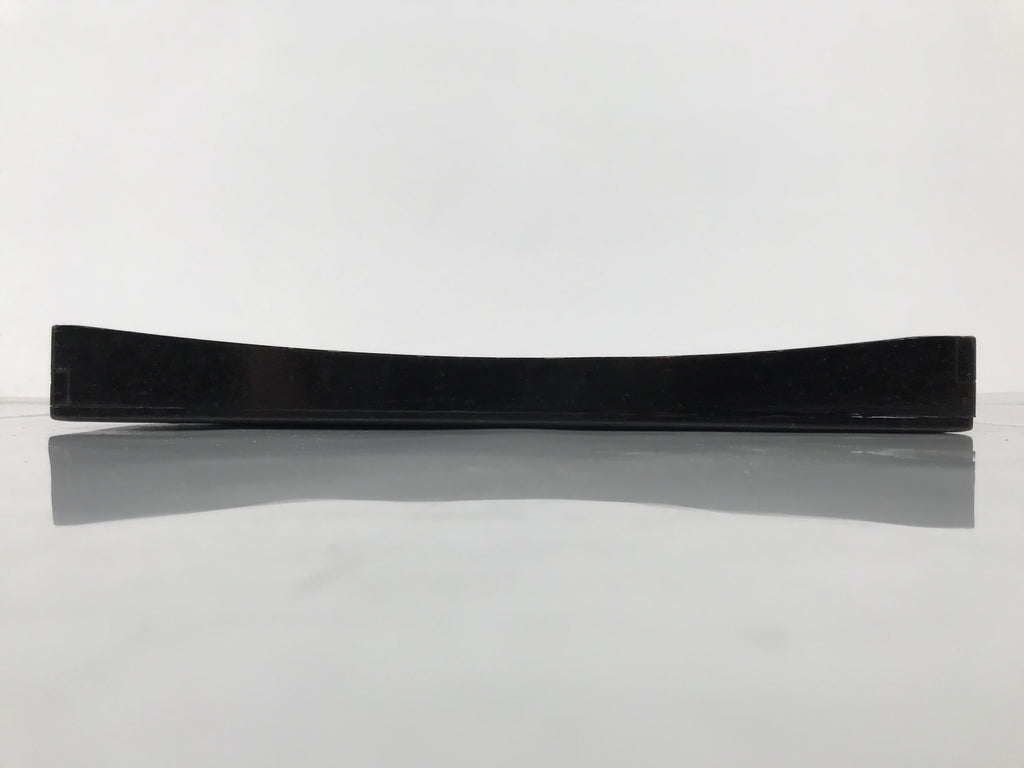 Japanese Lacquered Wood Serving Tray Obon Vtg Square Curved Red Edge Black L575