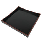 Japanese Lacquered Wood Serving Tray Obon Vtg Square Curved Red Edge Black L575