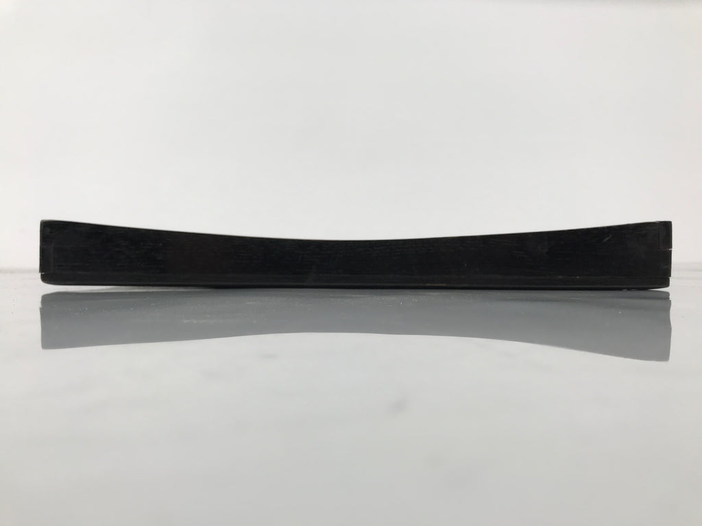 Japanese Lacquered Wood Serving Tray Obon Vtg Square Curved Red Edge Black L576