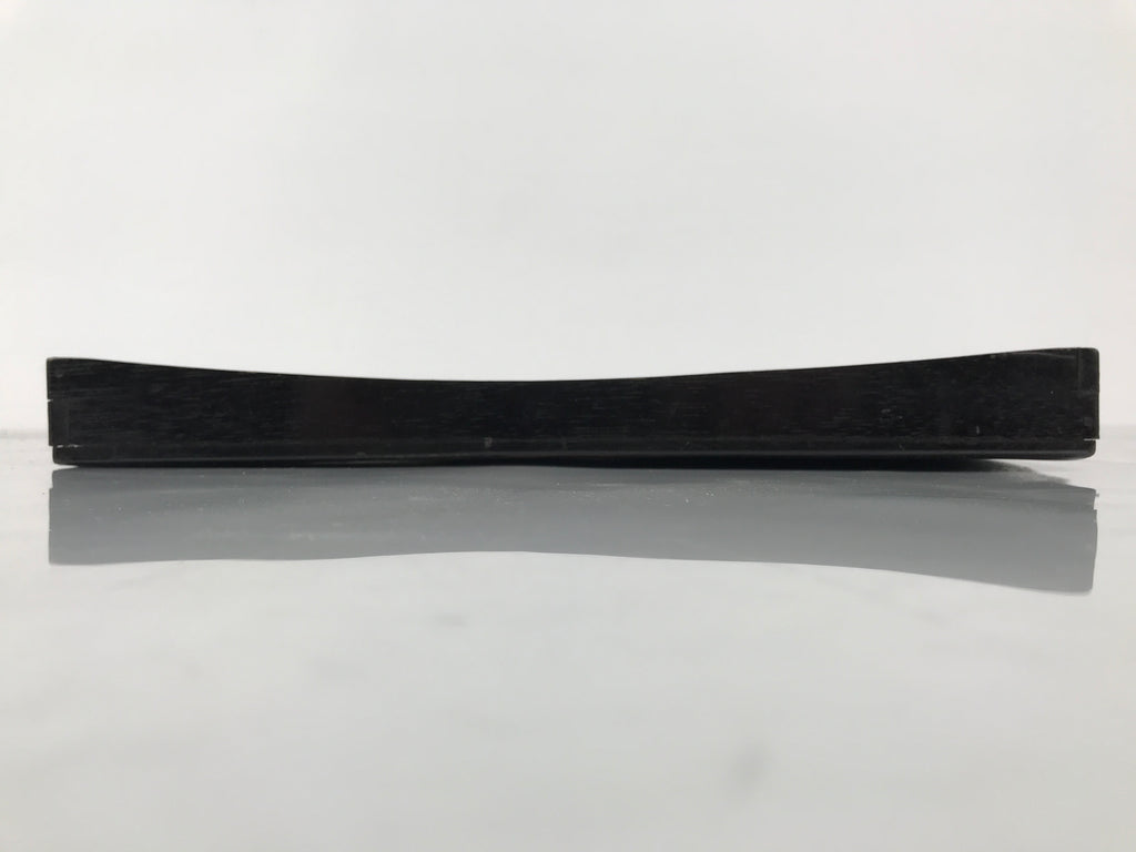 Japanese Lacquered Wood Serving Tray Obon Vtg Square Curved Red Edge Black L576