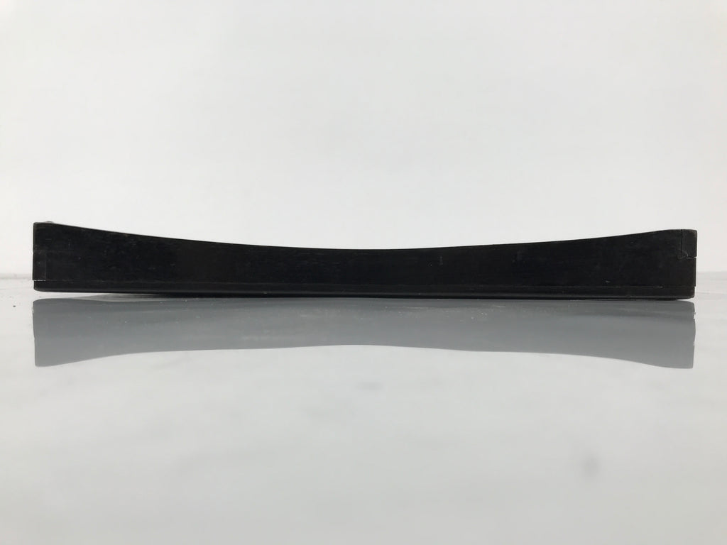 Japanese Lacquered Wood Serving Tray Obon Vtg Square Curved Red Edge Black L576