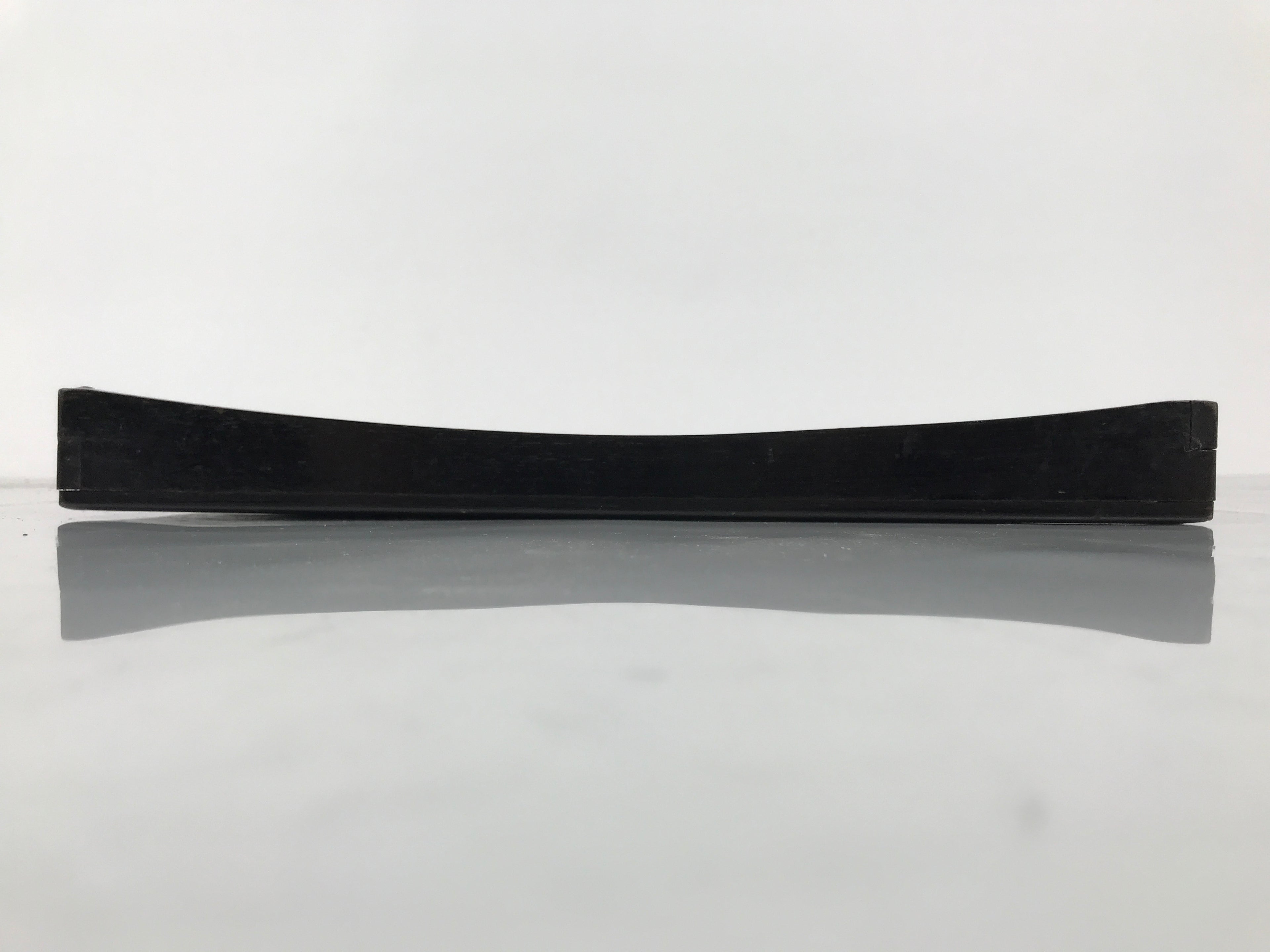 Japanese Lacquered Wood Serving Tray Obon Vtg Square Curved Red Edge Black L576