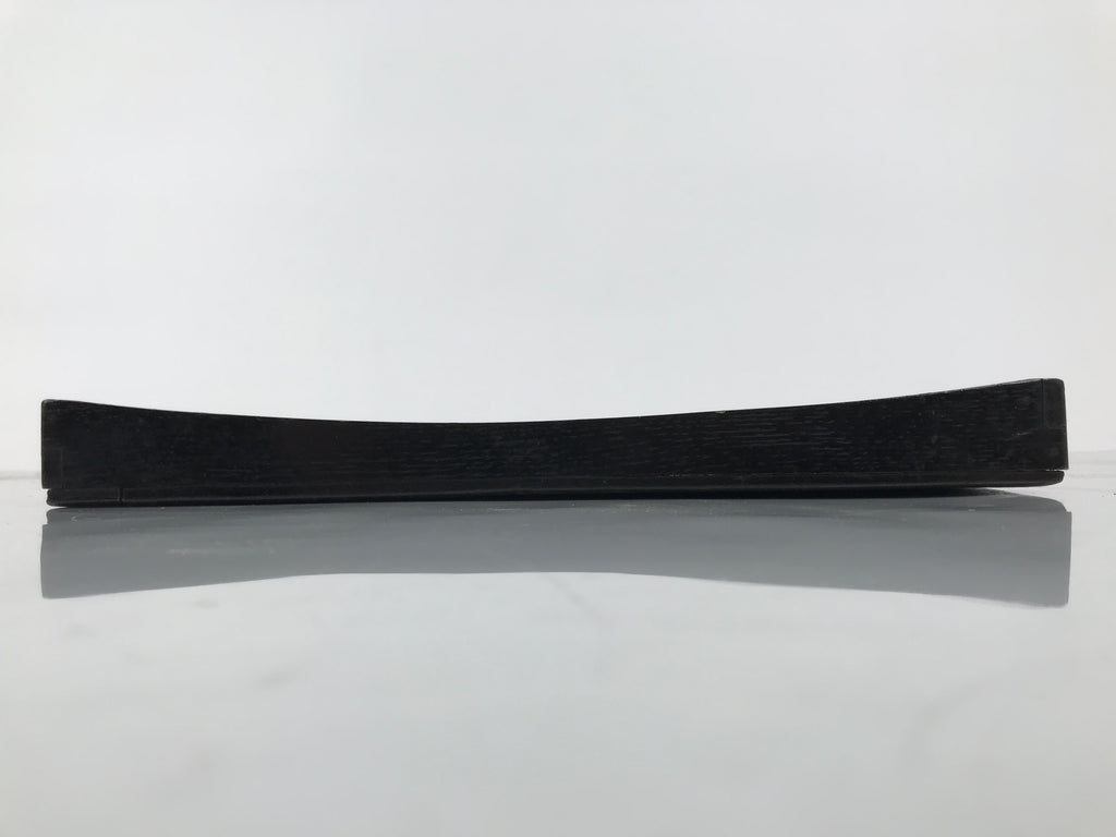 Japanese Lacquered Wood Serving Tray Obon Vtg Square Curved Red Edge Black L577
