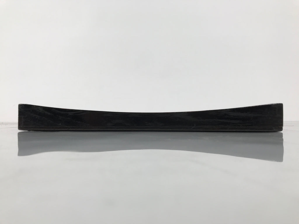 Japanese Lacquered Wood Serving Tray Obon Vtg Square Curved Red Edge Black L577