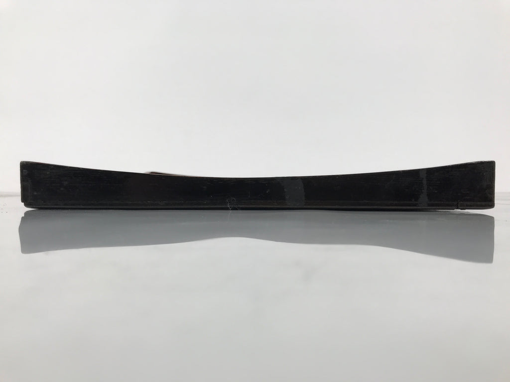 Japanese Lacquered Wood Serving Tray Obon Vtg Square Curved Red Edge Black L577