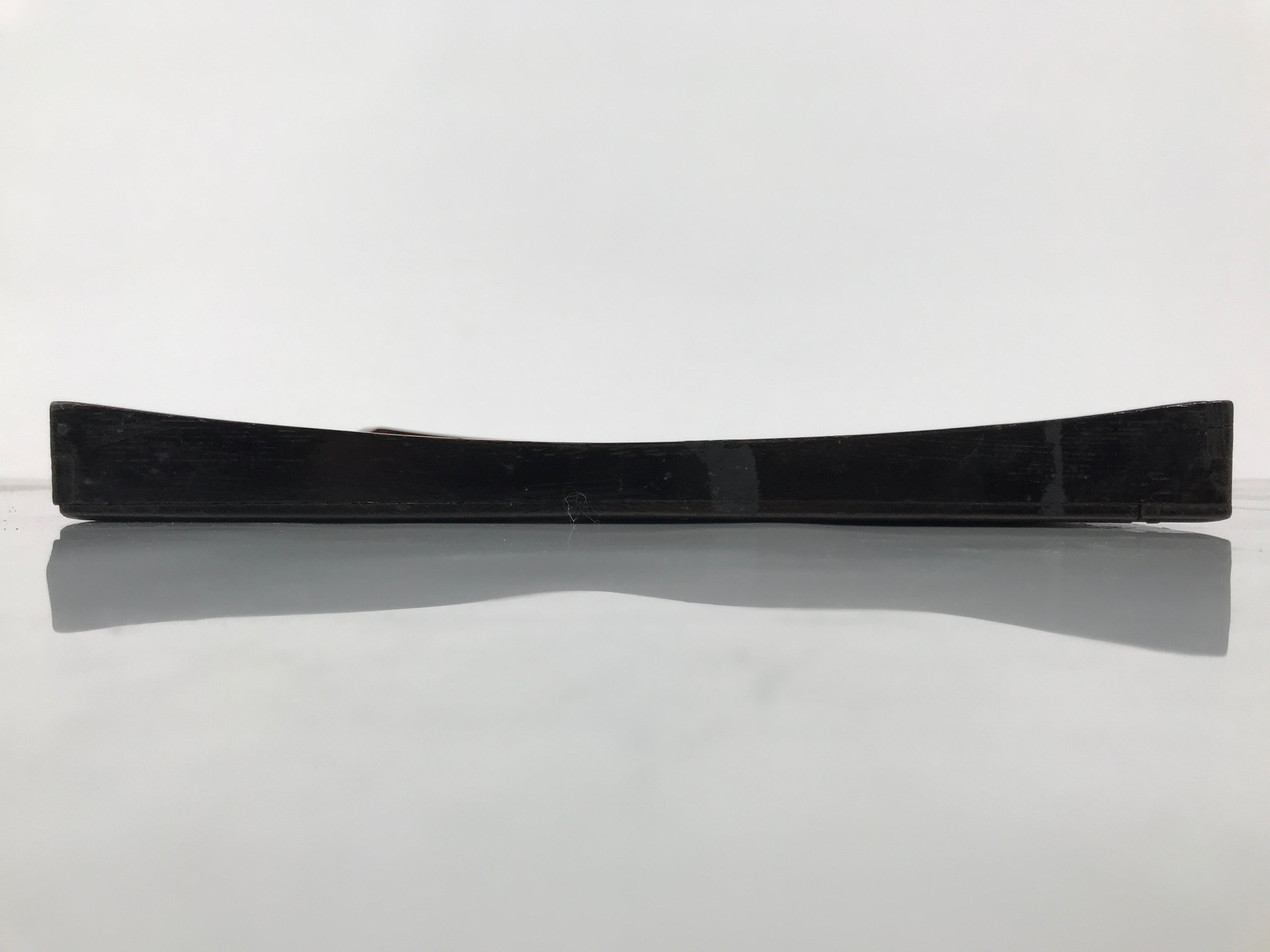 Japanese Lacquered Wood Serving Tray Obon Vtg Square Curved Red Edge Black L577