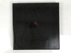 Japanese Lacquered Wood Serving Tray Obon Vtg Square Curved Red Edge Black L578