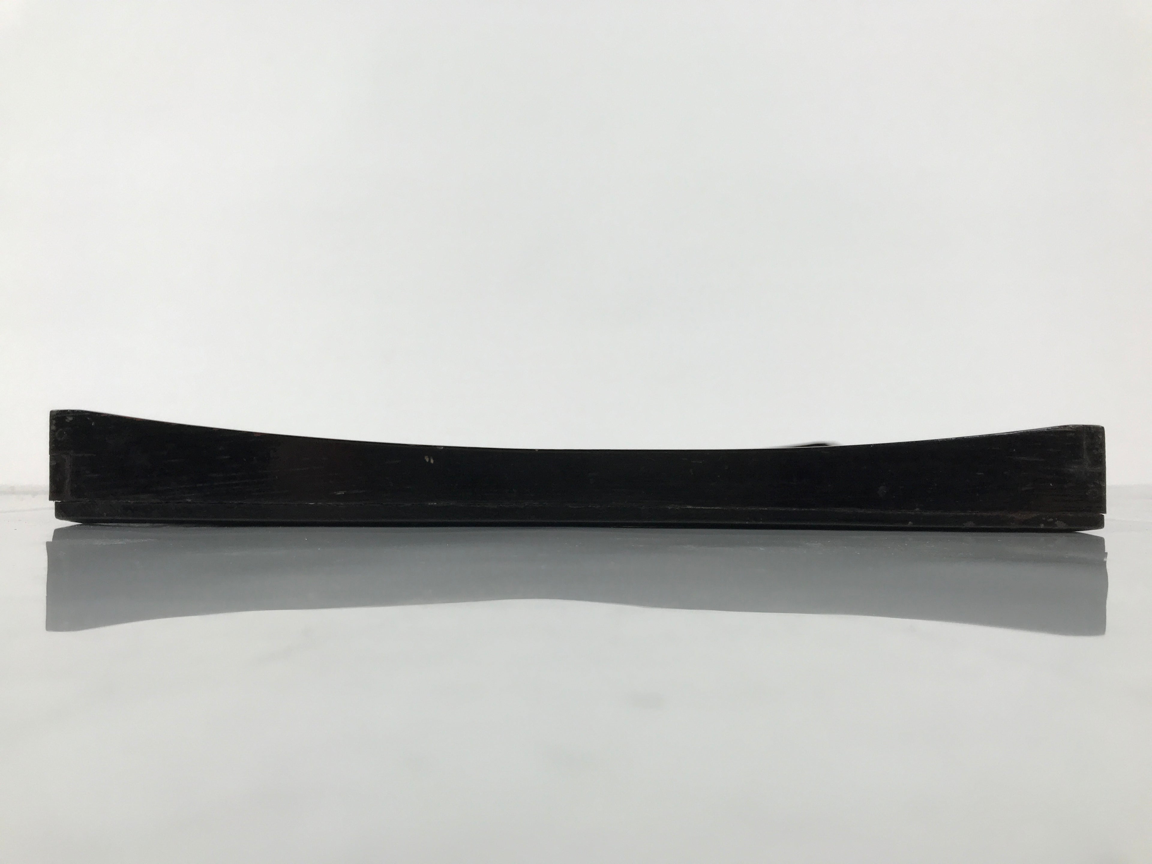 Japanese Lacquered Wood Serving Tray Obon Vtg Square Curved Red Edge Black L578