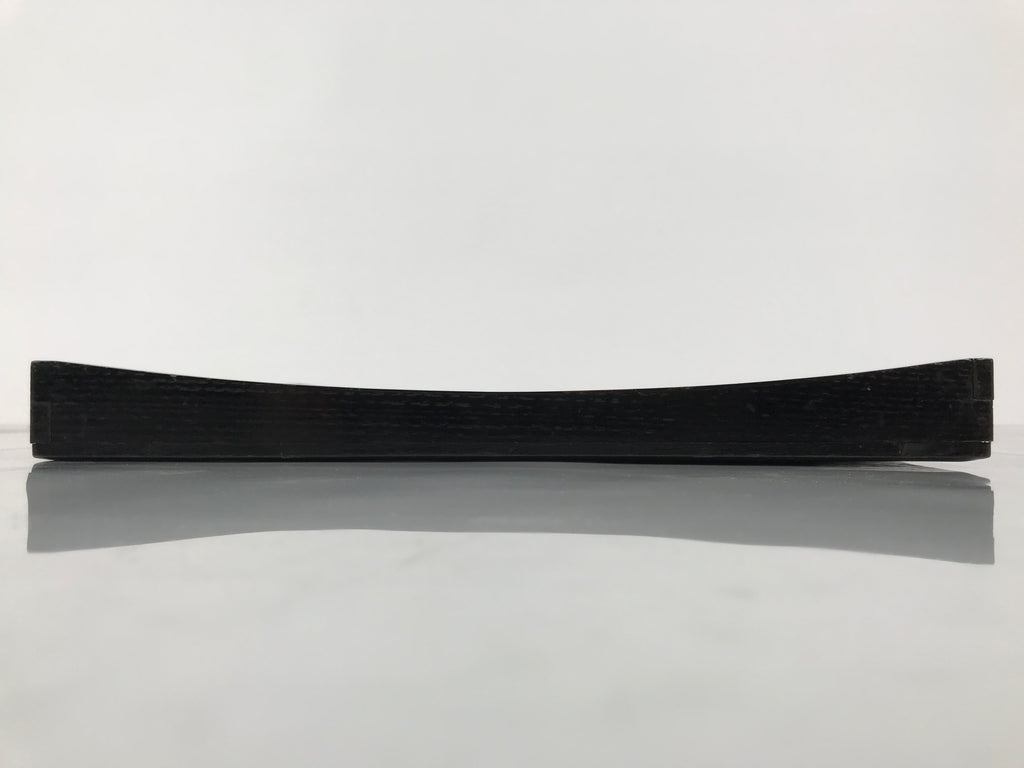 Japanese Lacquered Wood Serving Tray Obon Vtg Square Curved Red Edge Black L578