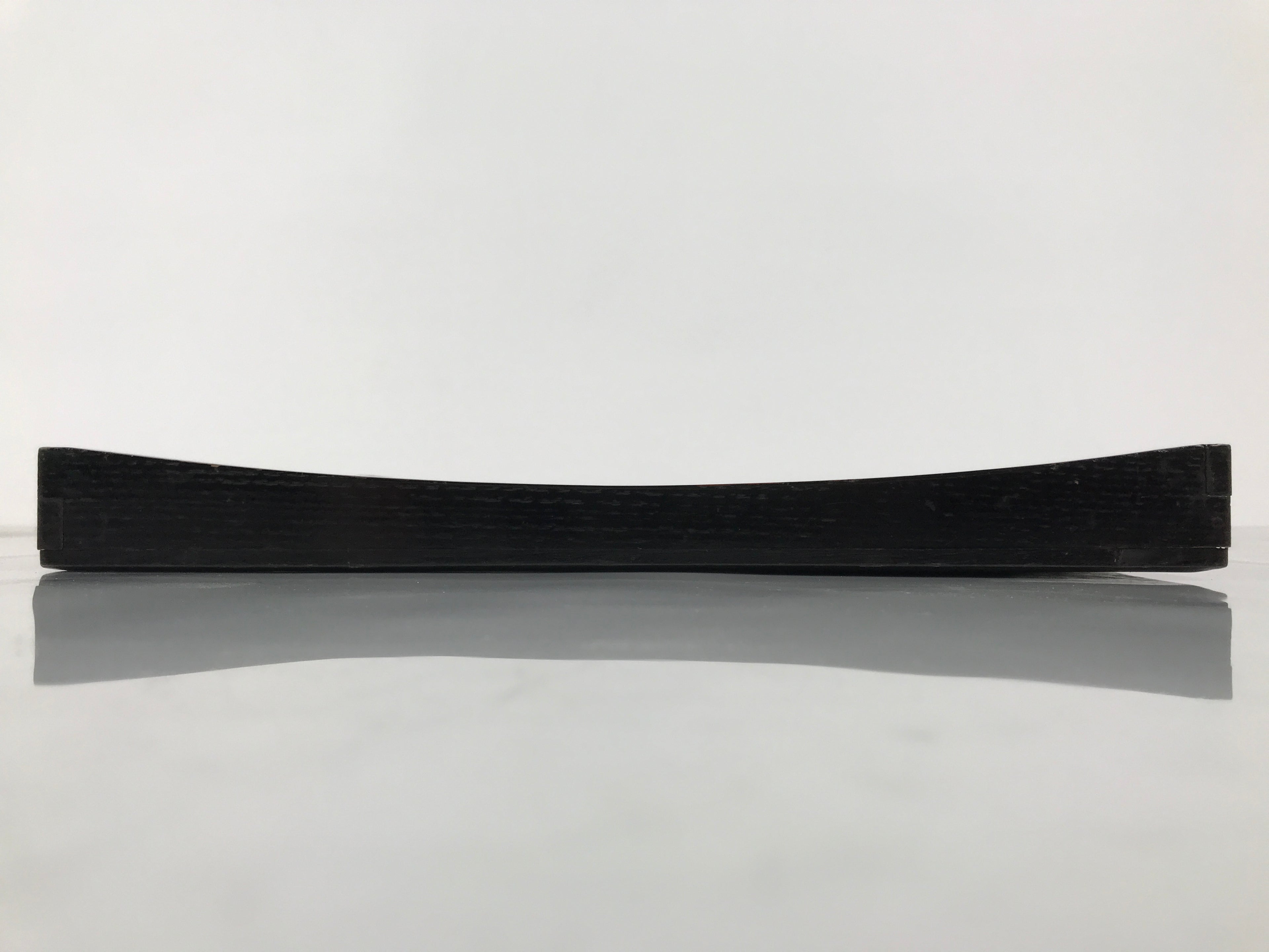 Japanese Lacquered Wood Serving Tray Obon Vtg Square Curved Red Edge Black L578