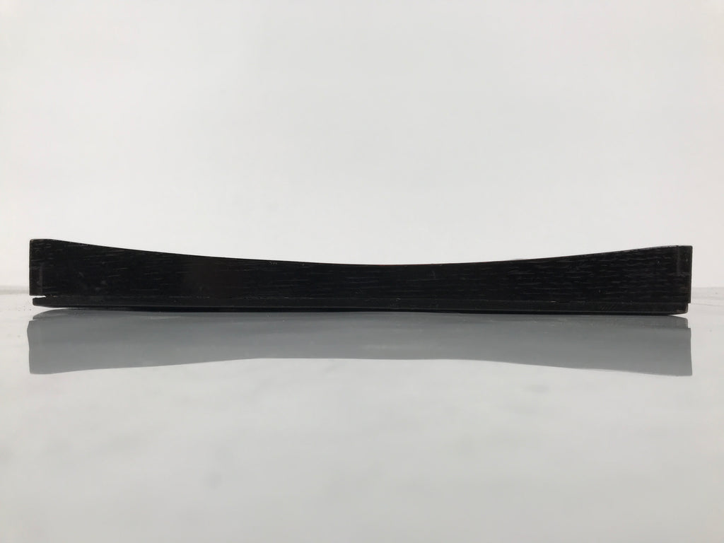 Japanese Lacquered Wood Serving Tray Obon Vtg Square Curved Red Edge Black L578