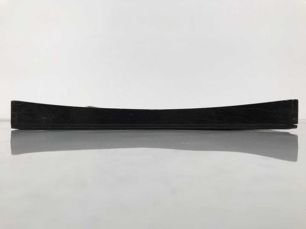 Japanese Lacquered Wood Serving Tray Obon Vtg Square Curved Red Edge Black L578