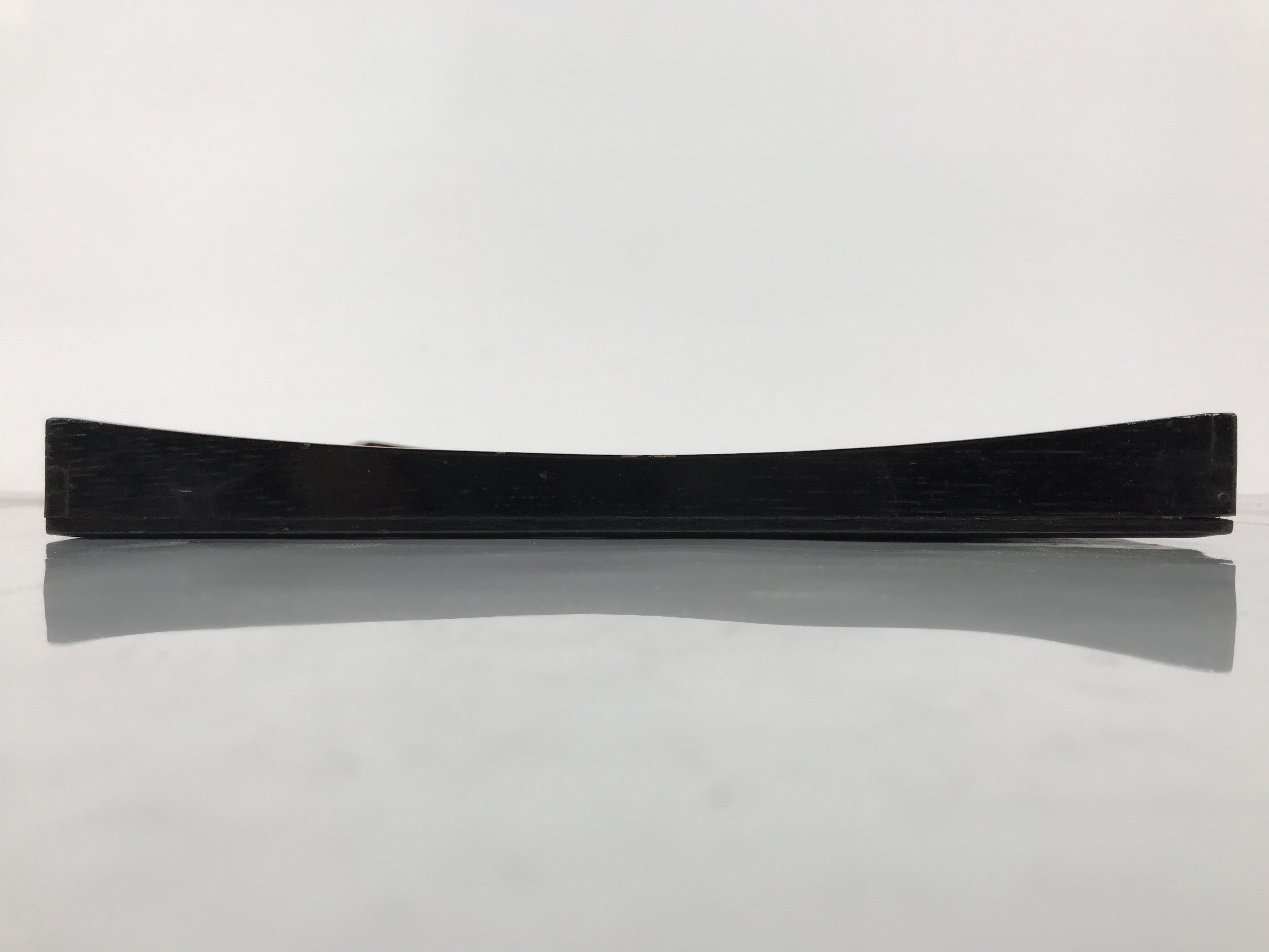 Japanese Lacquered Wood Serving Tray Obon Vtg Square Curved Red Edge Black L578