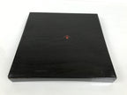 Japanese Lacquered Wood Serving Tray Obon Vtg Square Curved Red Edge Black L579