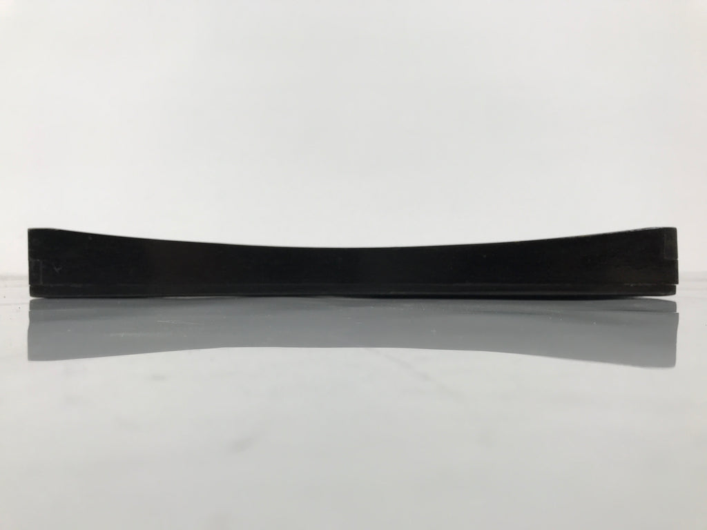Japanese Lacquered Wood Serving Tray Obon Vtg Square Curved Red Edge Black L579