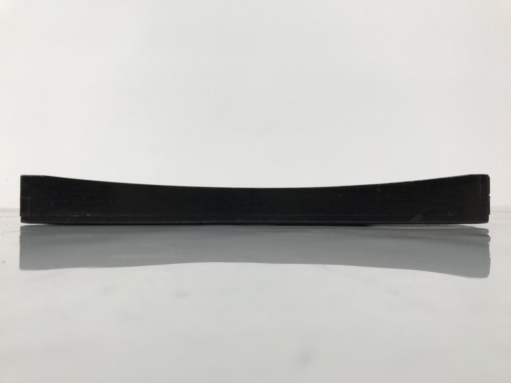 Japanese Lacquered Wood Serving Tray Obon Vtg Square Curved Red Edge Black L579