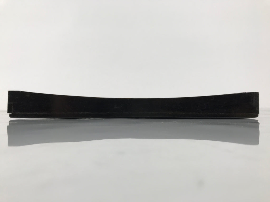 Japanese Lacquered Wood Serving Tray Obon Vtg Square Curved Red Edge Black L579