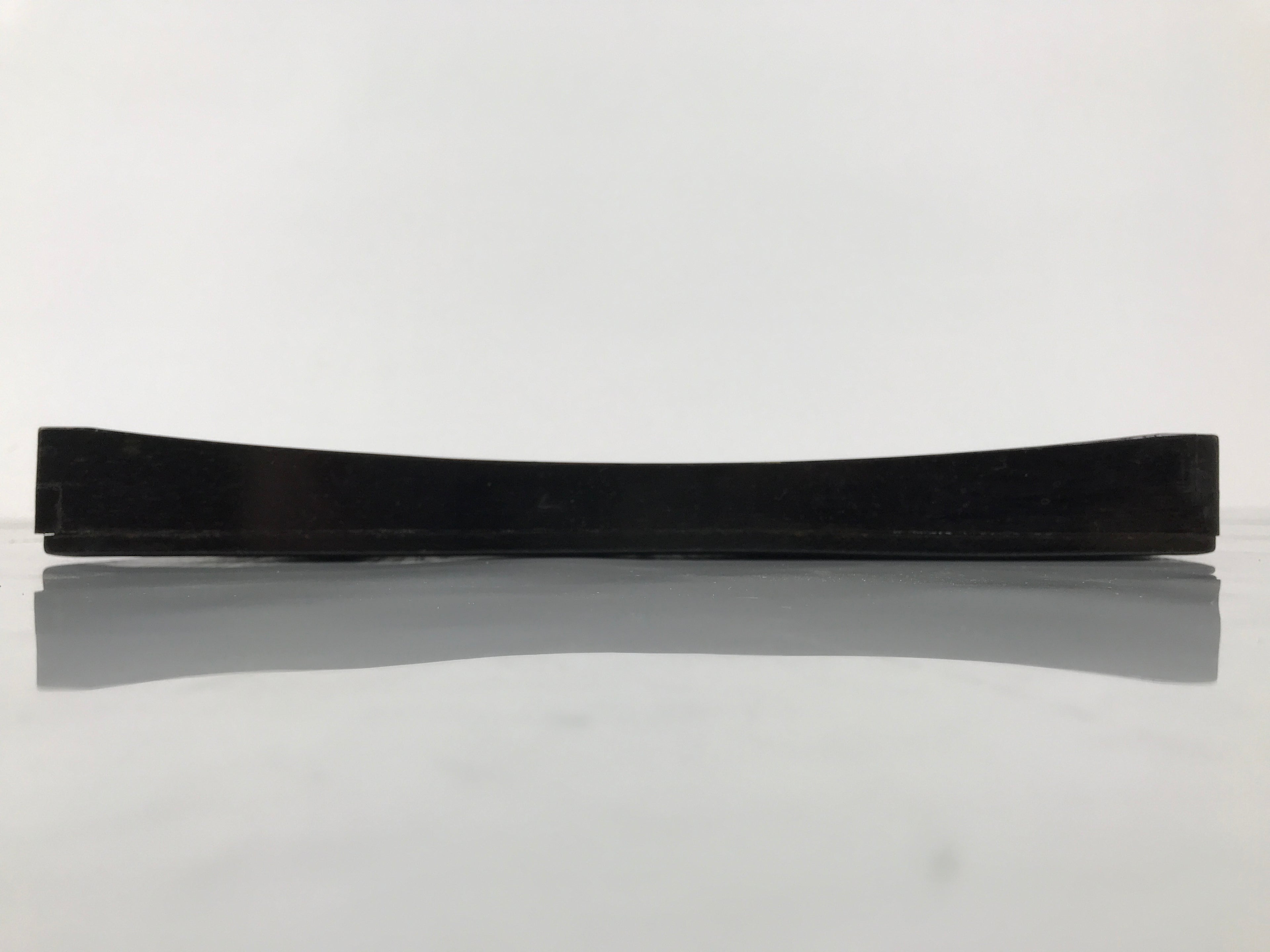 Japanese Lacquered Wood Serving Tray Obon Vtg Square Curved Red Edge Black L579