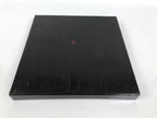 Japanese Lacquered Wood Serving Tray Obon Vtg Square Curved Red Edge Black L580