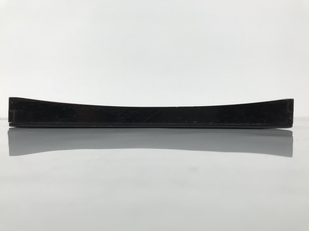 Japanese Lacquered Wood Serving Tray Obon Vtg Square Curved Red Edge Black L580
