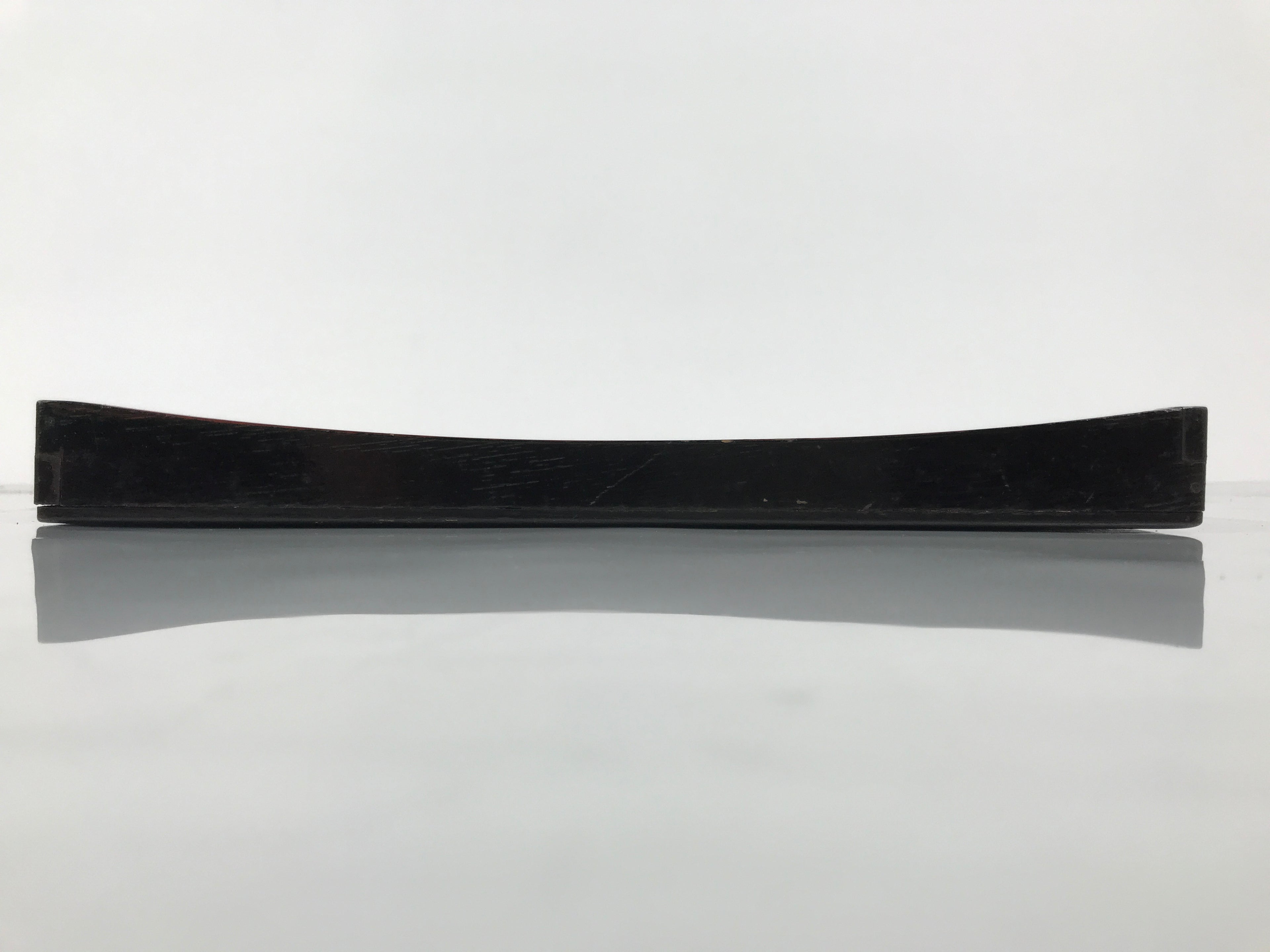 Japanese Lacquered Wood Serving Tray Obon Vtg Square Curved Red Edge Black L580