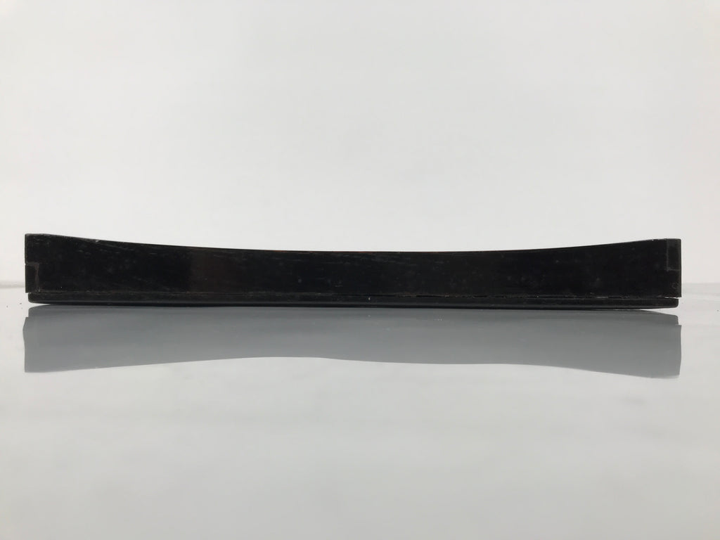 Japanese Lacquered Wood Serving Tray Obon Vtg Square Curved Red Edge Black L580
