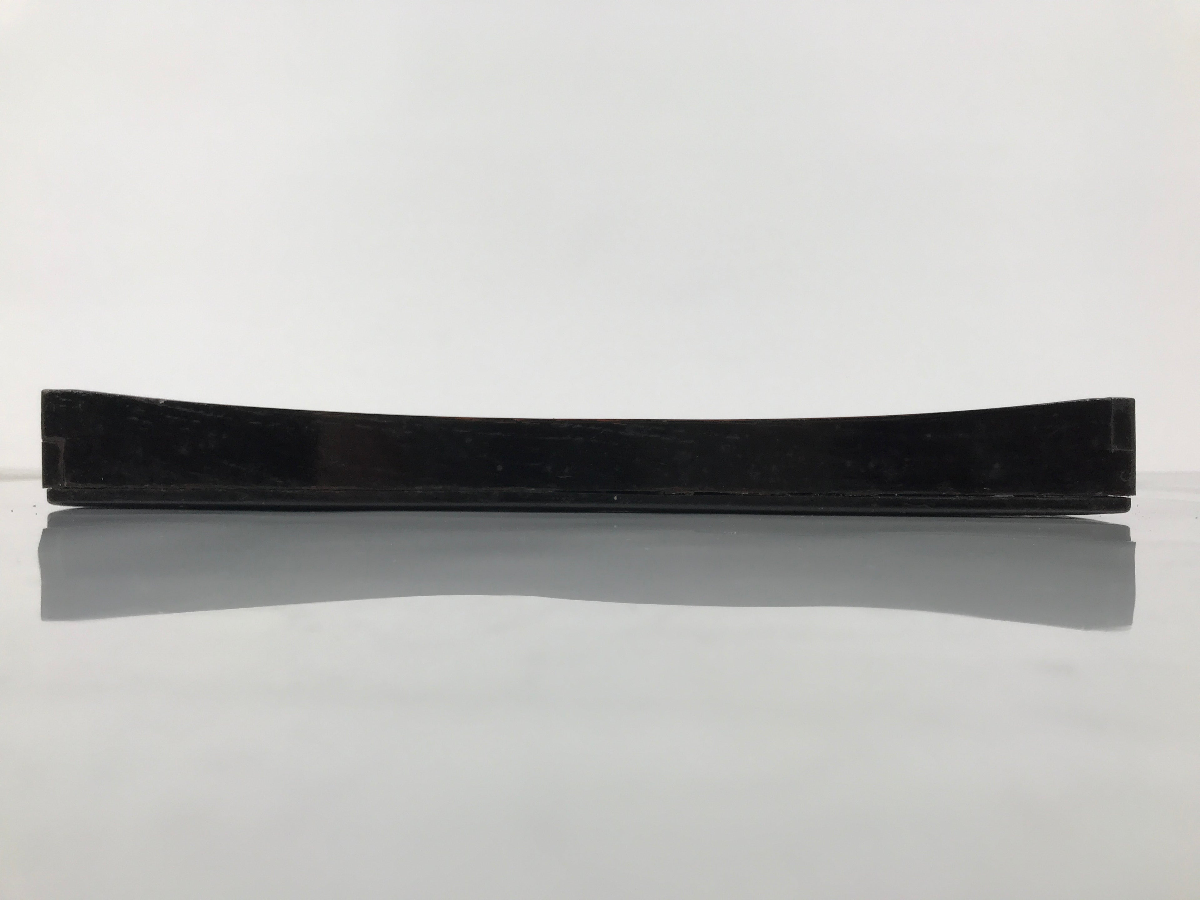Japanese Lacquered Wood Serving Tray Obon Vtg Square Curved Red Edge Black L580