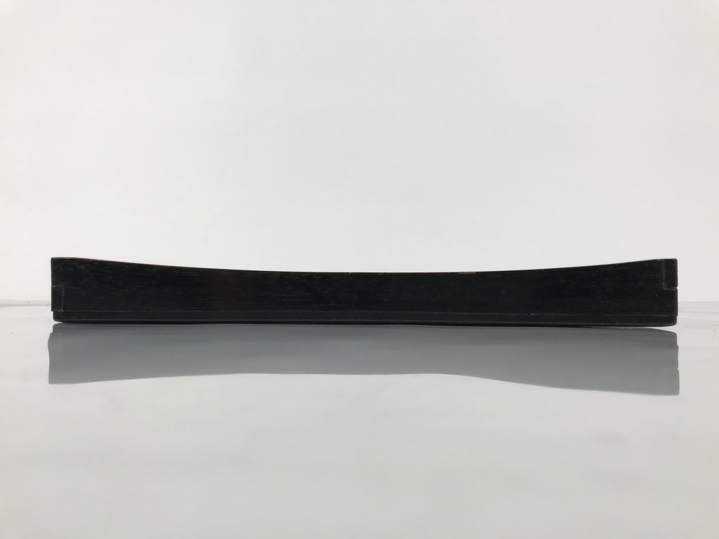 Japanese Lacquered Wood Serving Tray Obon Vtg Square Curved Red Edge Black L580