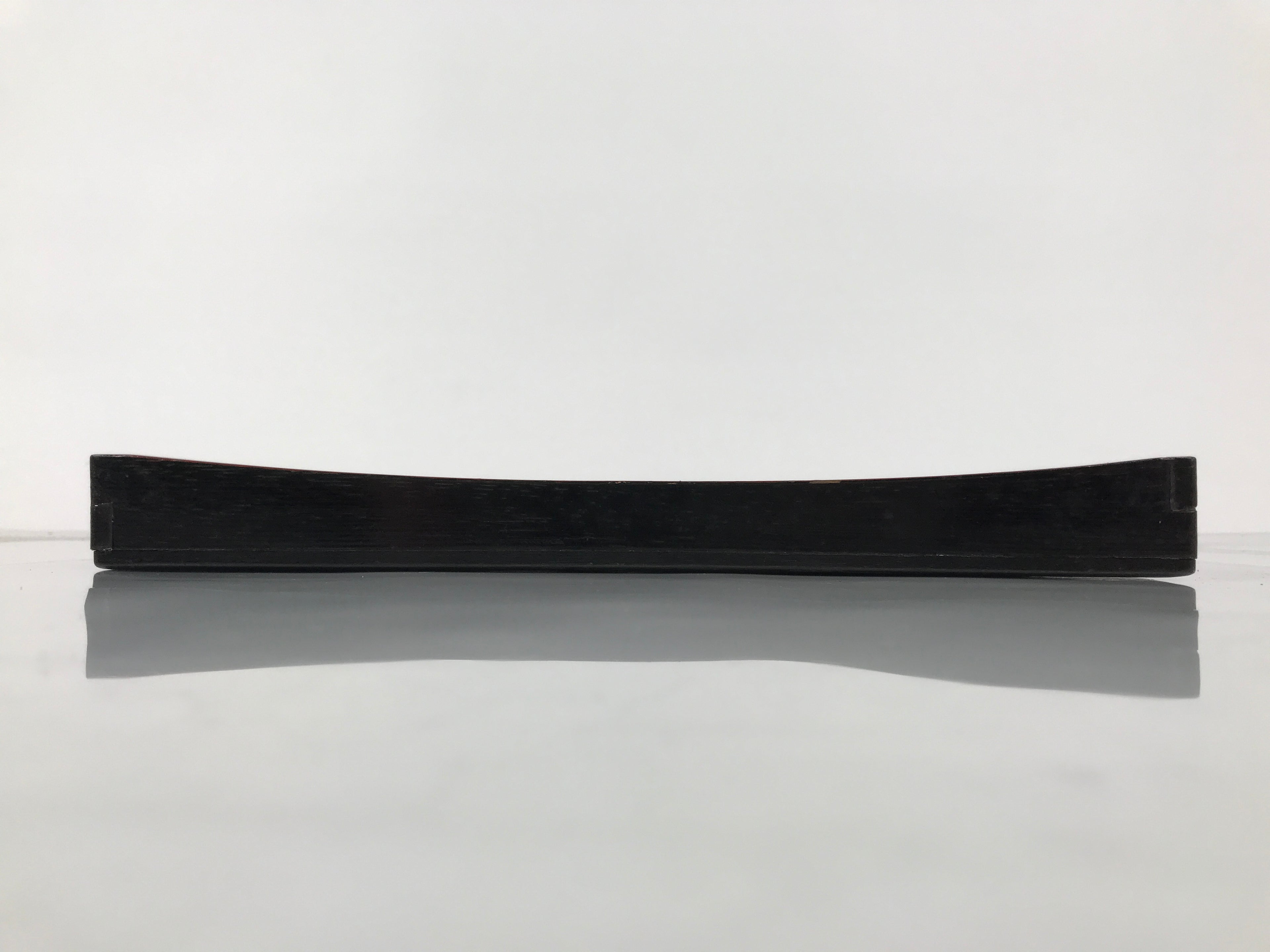 Japanese Lacquered Wood Serving Tray Obon Vtg Square Curved Red Edge Black L580